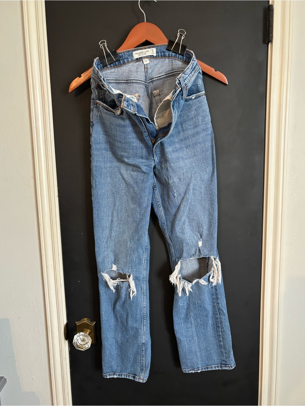 Abercrombie & Fitch Light Blue Ankle Straight Ultra High-Rise Jeans